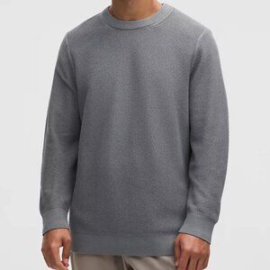 Lululemon Textured Knit Crewneck Sweater LM3ENFS Large Beautiful Gray Knit